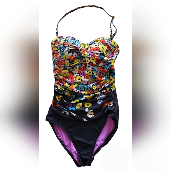 Anne Cole Twist Front Floral Flattering One Piece Swimsuit. - Picture 3 of 6